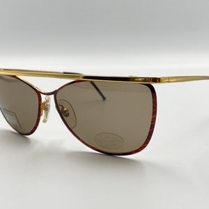 Giafranco Ferre GFF39/S vintage flat top sunglasses unique gold and brown frame, 90s made in Italy NOS