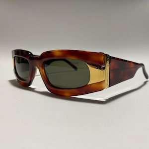 CHARME mod.7122 vintage 90s very rare brown tortoise sunglasses, thick oval glasses frame, made in Italy  NOS