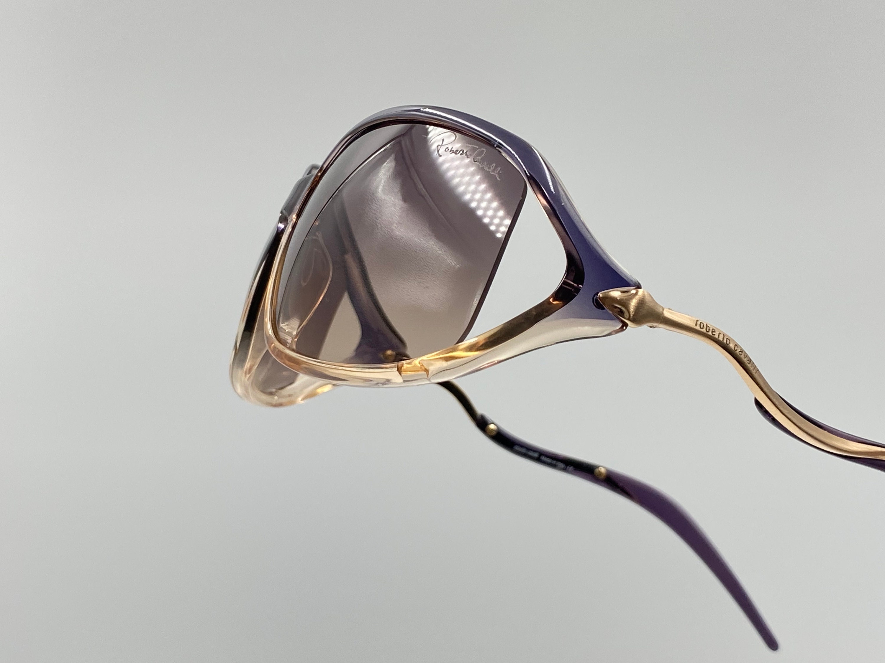 Rare Vintage Roberto Cavalli Thulite Sunglasses Roberto Cavalli Vintage Square Sunglasses, Half Rim, Unique  main image 4