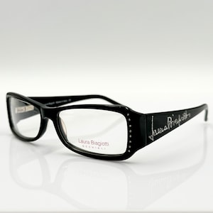 Laura Biagiotti LB80641 vintage eyeglasses, rectangle black glasses frame, made in Italy, new old stock