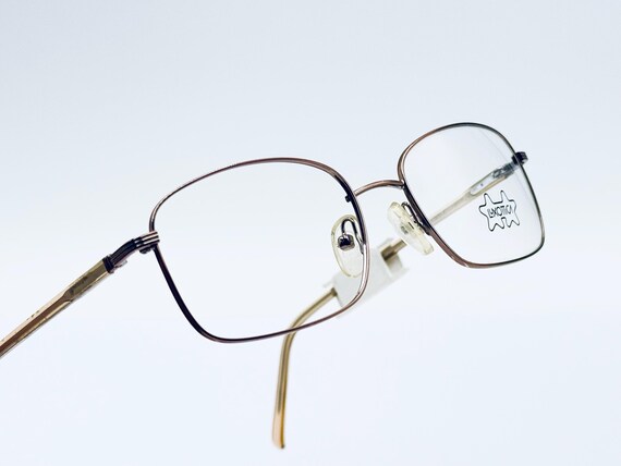 Vintage Luxottica Metal Frame Glasses 1278 Made In Italy Rectangular Shape 53-19 Vintage LUXOTTICA LU 1284 T281 GUNMETAL EYEGLASSES GLASSES  main image 2