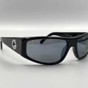 Paco Rabanne Vintage Sonnenbrille, schwarzes Rechteck, Männer Frauen, gespiegelte Gläser, new old stock