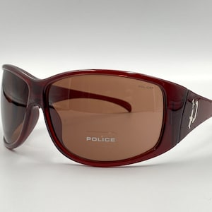 Police vintage shield sunglasses, oversized red frame, men’s and women’s, new old stock