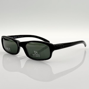 Paco Rabanne XS-117 Vintage Sonnenbrille, schwarzer rechteckiger Rahmen, Y2K Sonnenbrille, NOS