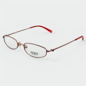 Guess GU1495 2000s tiny rectangle eyeglasses, narrow rose gold women’s optical frame, NOS