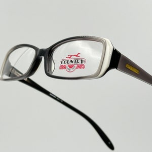 Country co3937 vintage rectangle eyeglasses black and white slim glasses frame, new old stock made in Italy