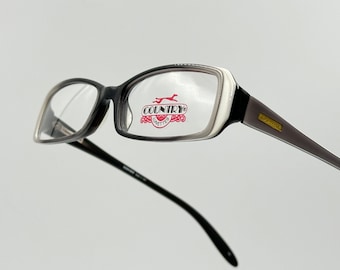 Country co3937 vintage rectangle eyeglasses black and white slim glasses frame, new old stock made in Italy