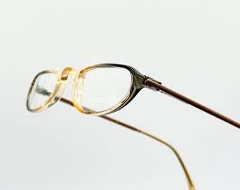 ENOX vintage rectangle eyeglasses, very slim tiny black and beige glasses frame new old stock