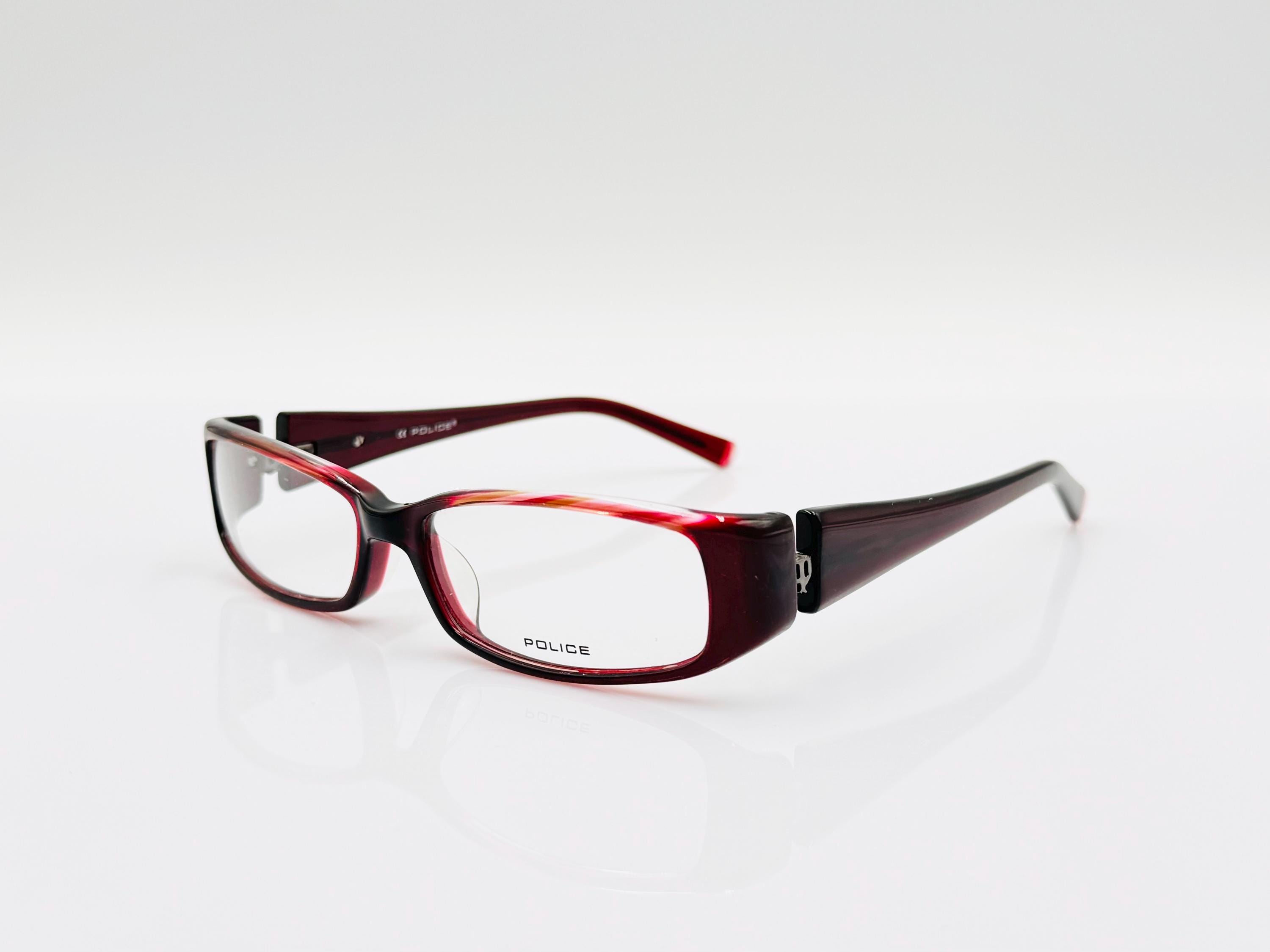 Police V1522 Vintage Rectangle Eyeglasses: Burgundy Red  display picture 1