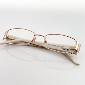 Just Cavalli vintage eyeglasses, tiny slim gold and white glasses frame, new old stock