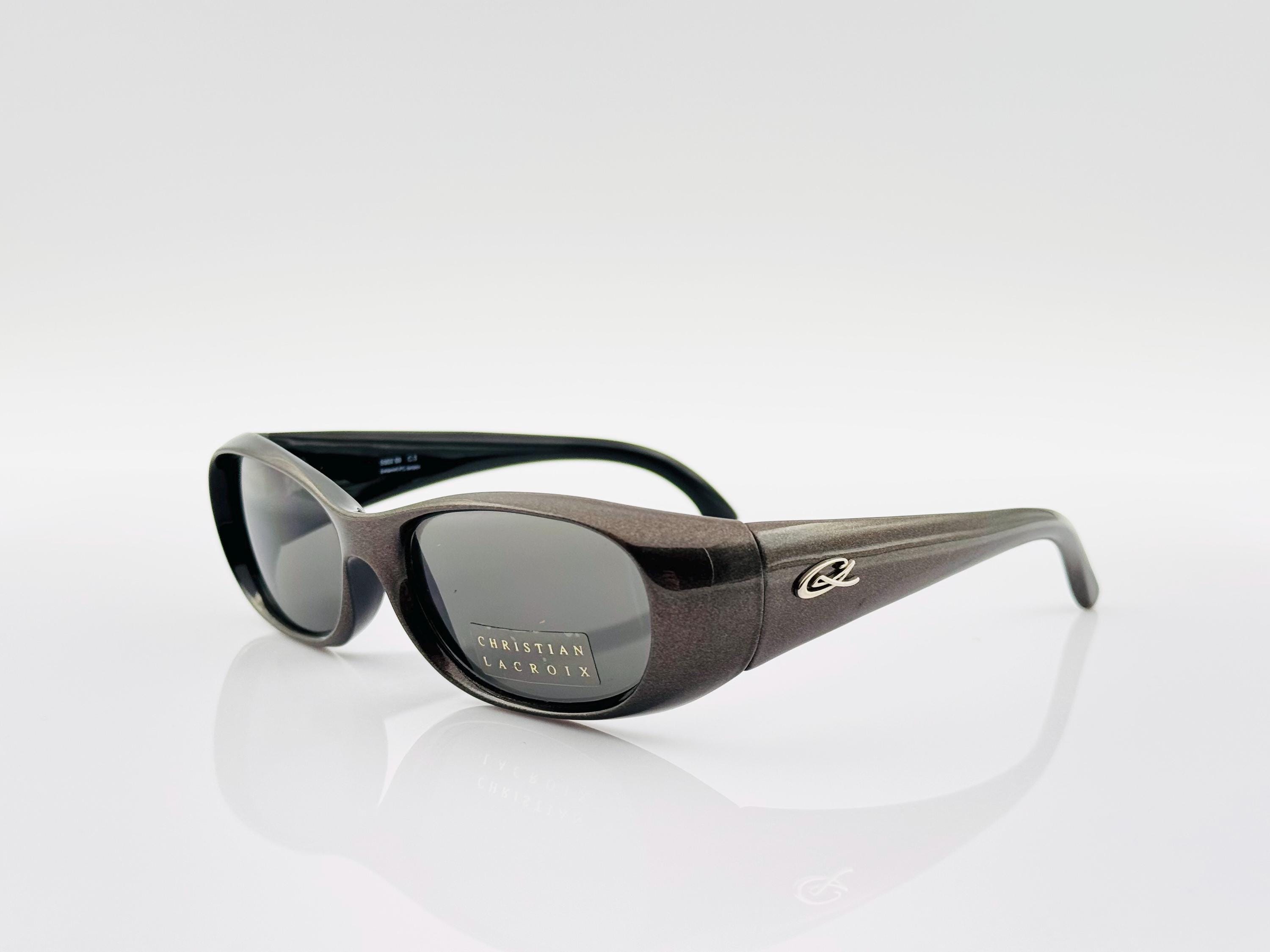 Christian Lacroix Vintage Unique Gray Wrap Oval Sunglasses  display picture 1