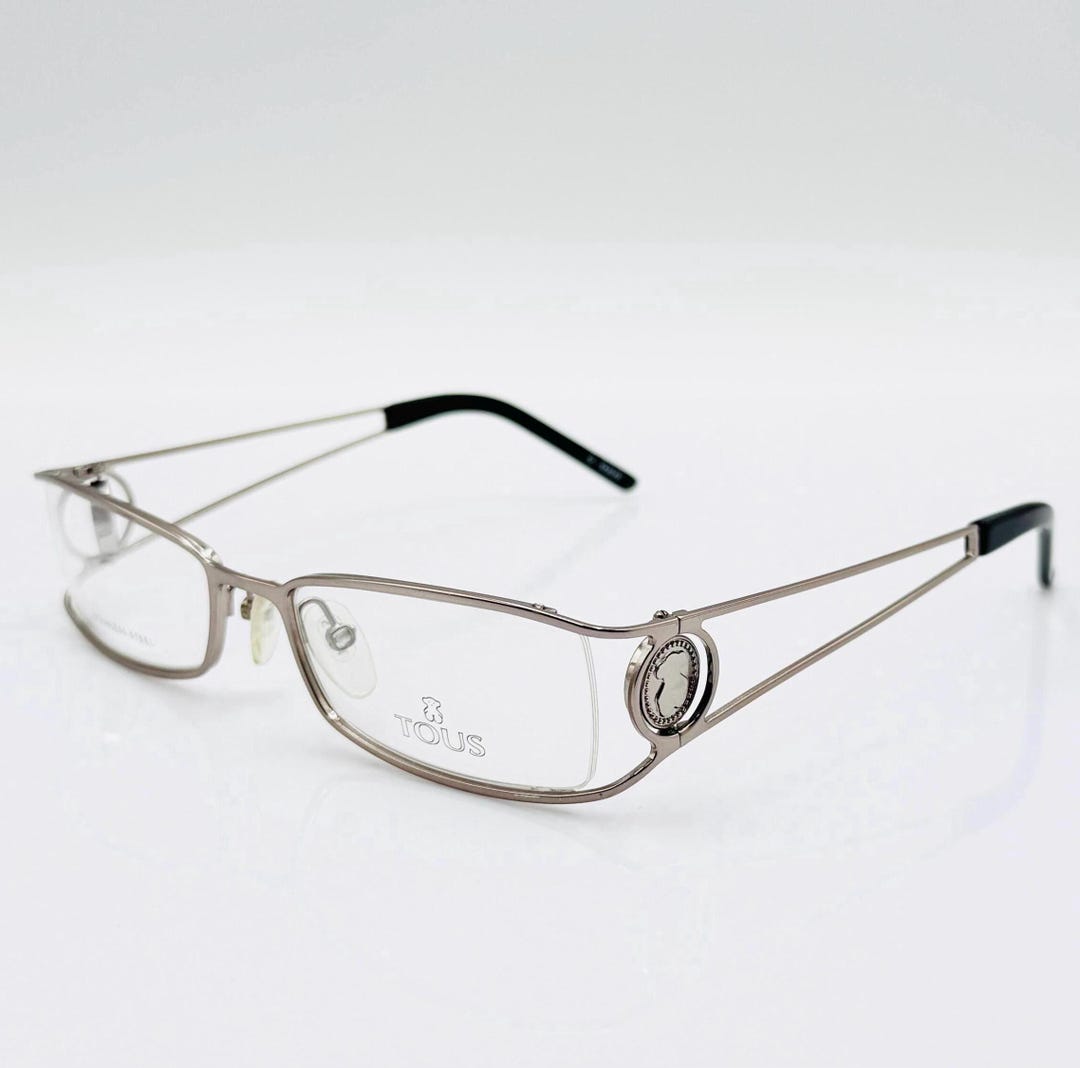 TOUS Y2K Rectangle Eyeglasses, Unique Silver Optical Frame  display picture 2
