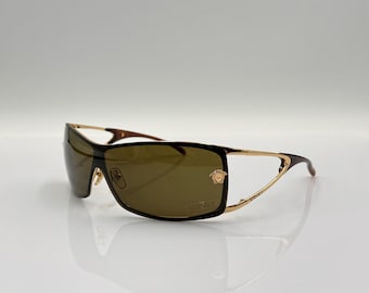 VERSACE mod.2048 vintage oversized designer shield sunglasses made in Italy, new old stock
