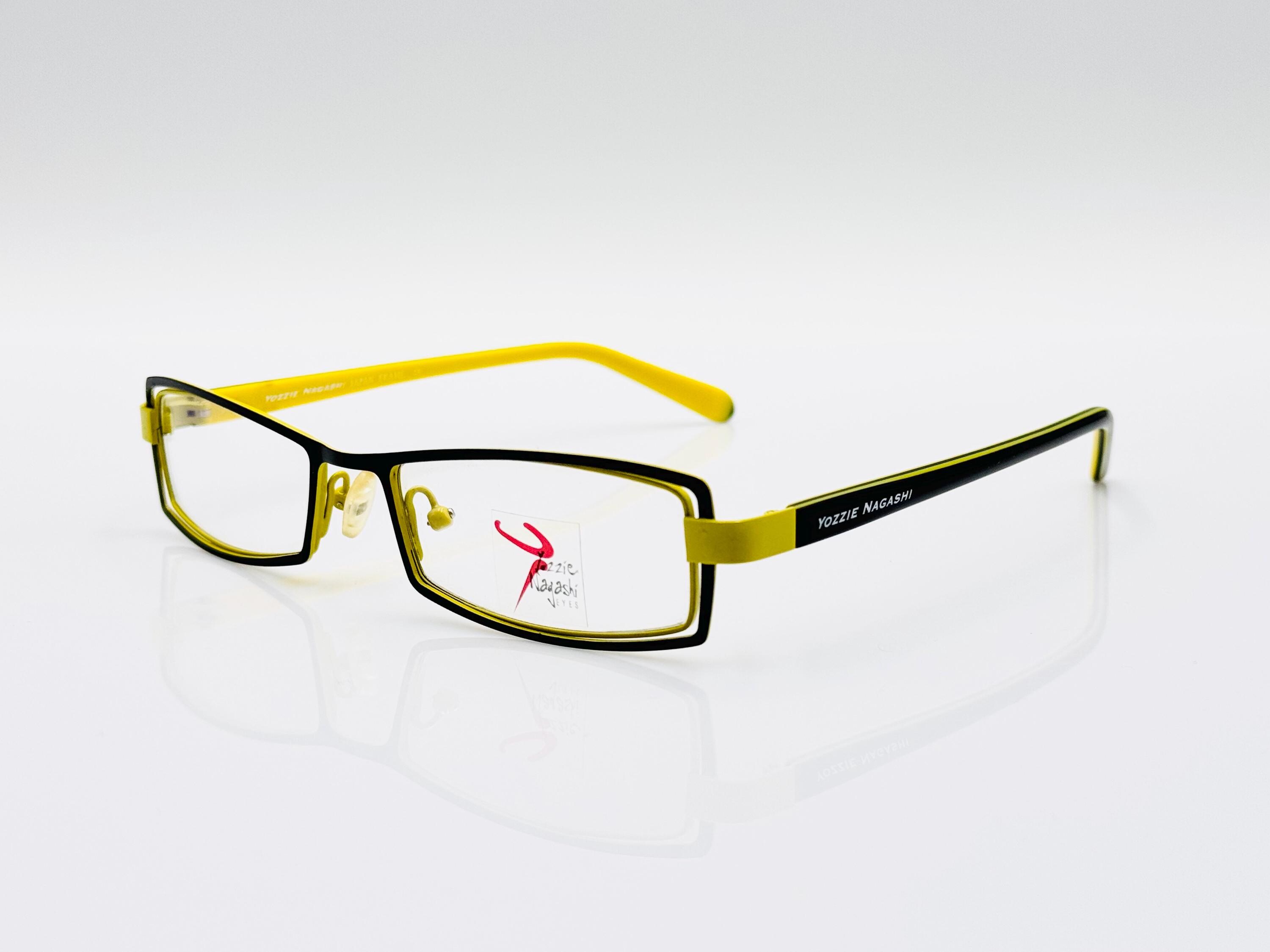 Yozzie Nagashi Vintage Eyeglasses, Unique Yellow Green Black
