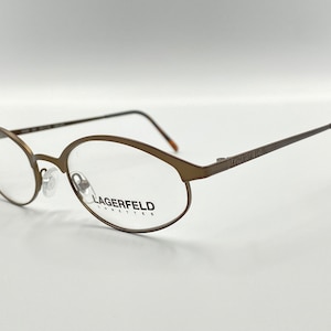 LAGERFELD 4338 vintage oval eyeglasses, unique and rare bronze metal glasses frame, made in France NOS