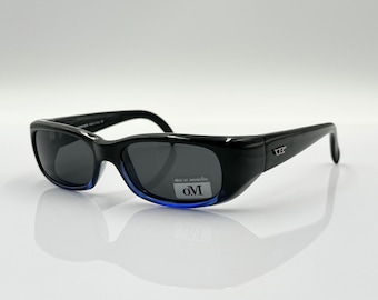 Lunettes de soleil rectangulaires vintage O. Marines, monture de lunettes de soleil épaisse noire unique, hommes et femmes, fabriquées en Italie, NOS