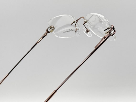 Arlecchino vintage eyeglasses, 90s light bronze rimle… - Gem
