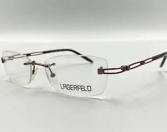 Lunettes de vue Lagerfeld vintage sans monture, uniques, monture de lunettes en bronze, neufs anciens stocks