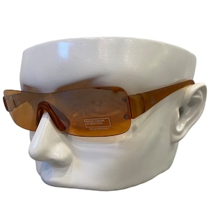 United Colors of Benetton UCB379 63S vintage 90s shield sunglasses orange men women NOS