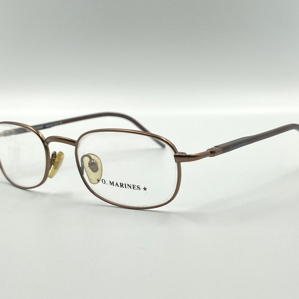 O. Marines mod.5775 vintage oval eyeglasses, unique slim metal glasses frame, 90s, made in Italy NOS