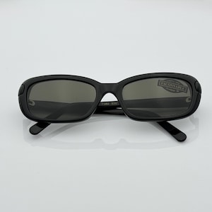Faconnable F382 rare vintage rectangle sunglasses, black acetate frame, handmade in Italy, men’s and women’s, new old stock