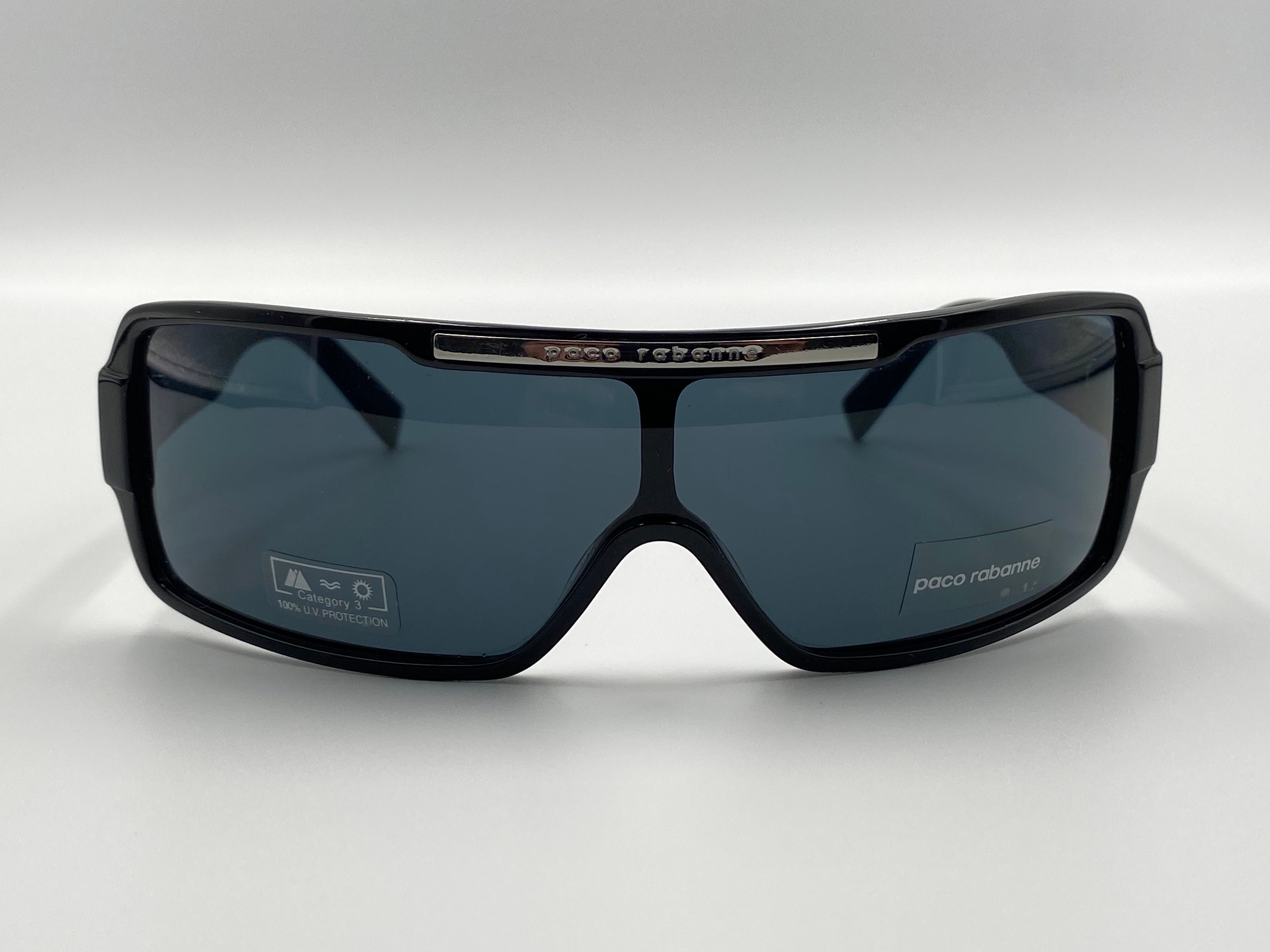 Paco Rabanne Vintage Shield Black Sunglasses, Unique Men's