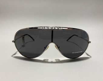 Buy ICEBERG IC51202 Vintage Aviator Shield Silver Sunglasses Flat