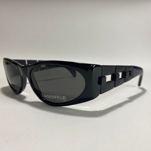 Lagerfeld mod.4142 vintage rare sunglasses, black unique frame men’s and women’s, Made in France NOS