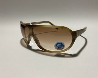 North Sails 0820 Bowman vintage aviator men’s brown tortoise sunglasses made in Italy NOS