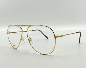 FERRARI F43 vintage aviator eyeglasses, very rare 90s gold glasses frame, made in Italy NOS