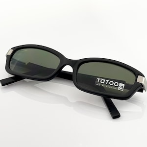 Tatoo 2730 Vintage Sunglasses, Black Rectangular Frame, Y2K Sunglasses, NOS