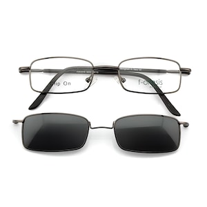 Vintage Y2K-Rechteckbrille, schmaler, schlanker Metallrahmen mit Clipverschluss, neuwertig aus altem Lagerbestand