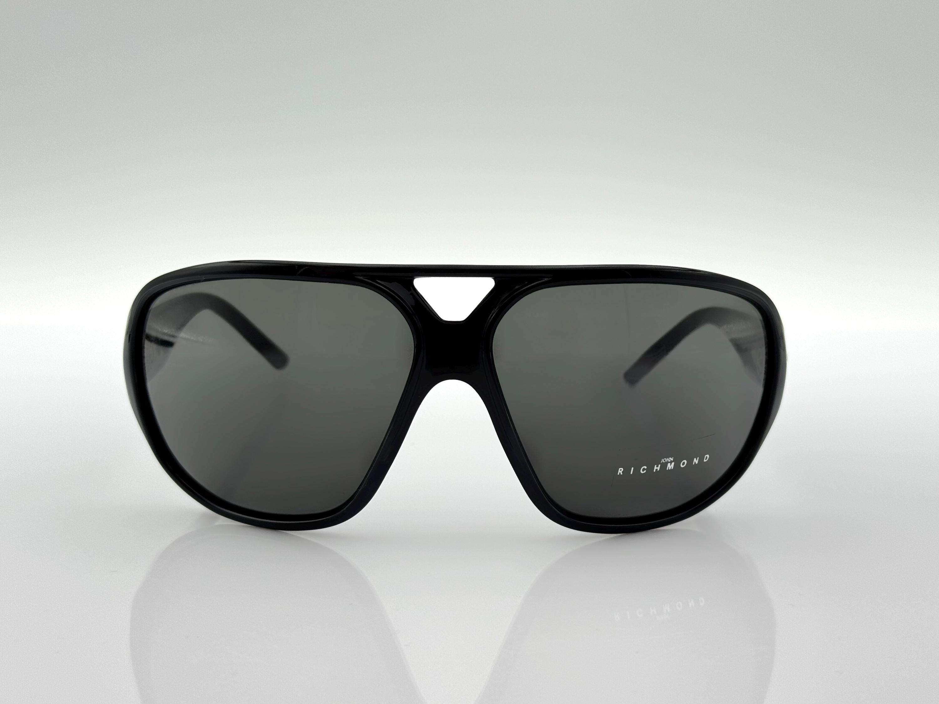 Vintage John Richmond Black Oversized Sunglasses - Polarized UV Protection John Richmond JR659 Vintage Wrap Sunglasses, Unique Black  main image 3