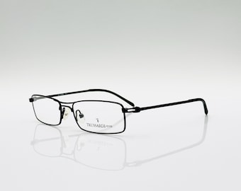 Trussardi Eyes vintage rectangle eyeglasses, black metal men’s frame, made in Italy, new old stock