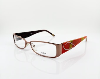 Gafas Furla de los años 2000, montura fina y colorida, para mujer, nuevas de antiguo stock.
