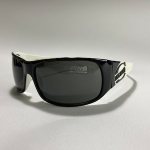 JUST CAVALLI JC147s vintage black & white wrap sunglasses, made in Italy NOS