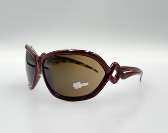 Missoni 2000s oversized women’s sunglasses, burgundy frame, new old stock unique