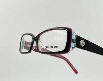 Cerruti 1881 CE07801 gafas rectangulares únicas vintage, montura de gafas negras única hecha en Italia NOS