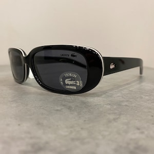 Lacoste LD1801 vintage slim oval sunglasses black & white, unique men and women sunglasses, made in France NOS