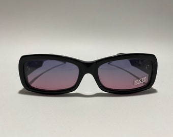 EXTE EX11/S vintage rectangle designer black men women sunglasses with unique purple lenses made in Italy NOS