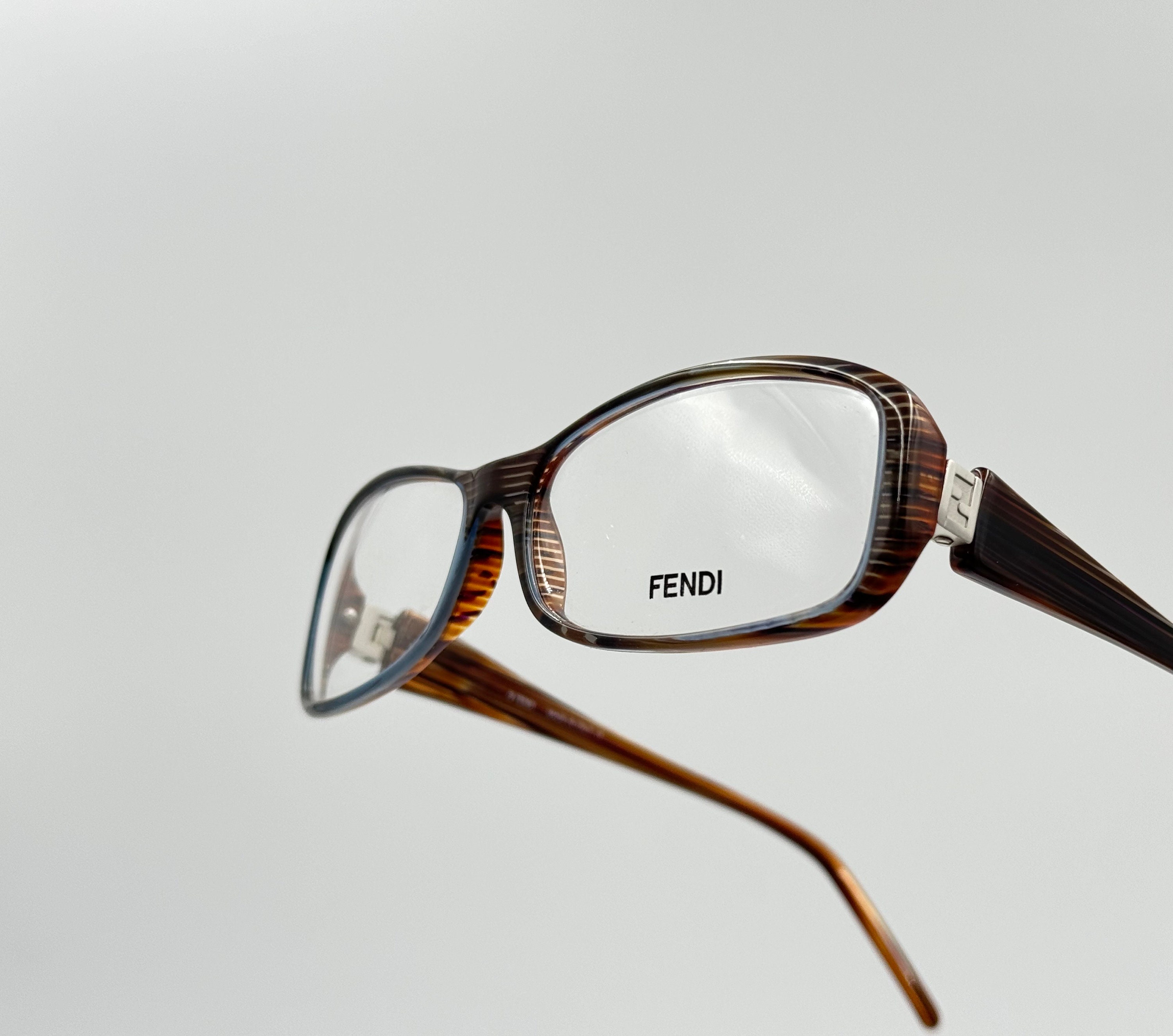 FENDI VL7756 Vintage Rectangle Slim Eyeglasses, Men Women, Blue