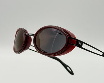 Lunettes de soleil Lacoste activ 1410 ovales de sport vintage des années 90 rouges, lunettes de soleil fabriquées en France