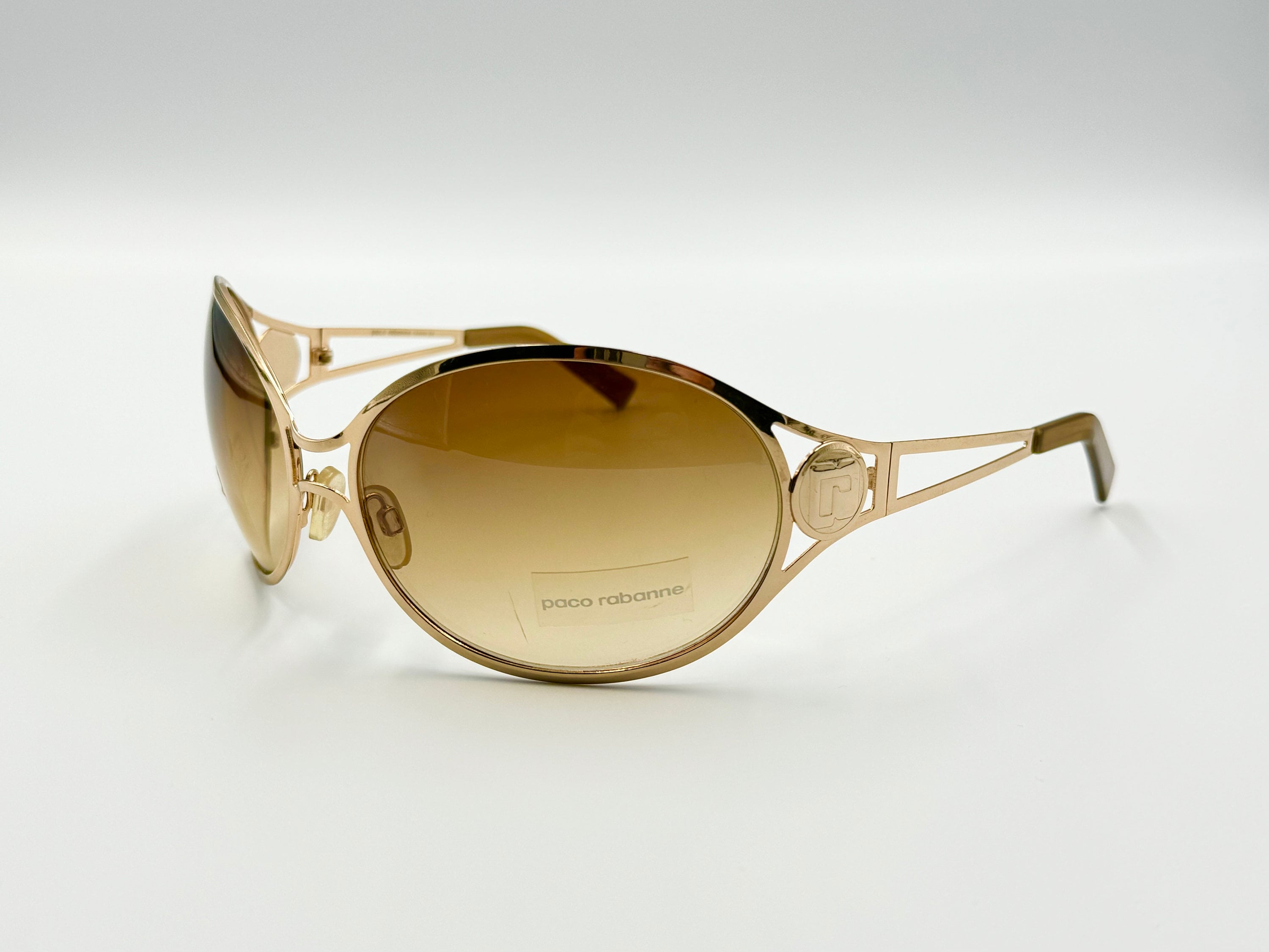 Paco Rabanne Vintage 2000s Oversized Wrap Sunglasses, Gold