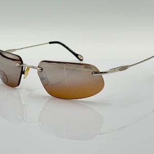 Oxbow L125 vintage rectangle rimless sunglasses, light mirror lenses, made in Italy, new old stock