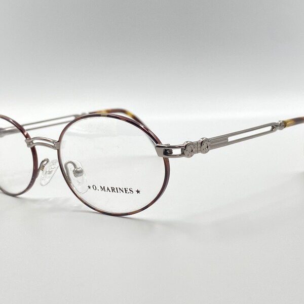 O. Marines mod.5230 vintage ovale Brille, einzigartiges silbernes Metall Brillengestell, 90er Jahre, made in Italy NOS