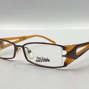 Jean Paul Gaultier rectangle vintage eyeglasses, VJP097, orange glasses frame made in Italy NOS