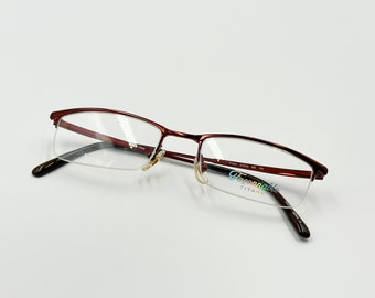 Faconnable pure titanium vintage rectangle eyeglasses, unique bronze glasses frame, new old stock