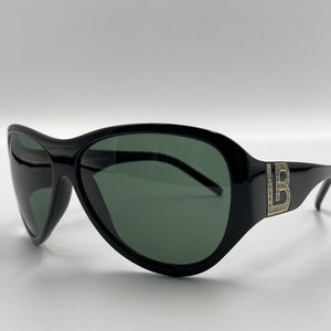 Laura Biagiotti LB85573 vintage sunglasses, black oversized sunglasses, rhinestones, made in Italy NOS