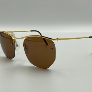 BLUMARINE BM-12 vintage 90s half rim hexagonal sunglasses, gold unique men’s & women’s sunglasses made in Italy NOS