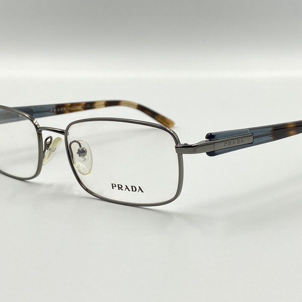 PRADA vintage slim rectangle eyeglasses women unique brown and gray glasses frame new old stock